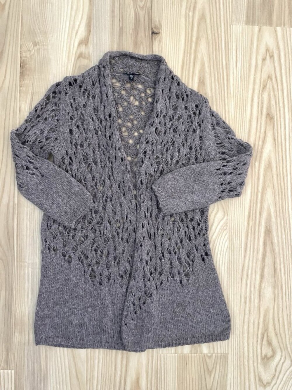 Eileen Fisher Wool Mohair Open Knit Cardigan Sweater Brown Feminine size Small